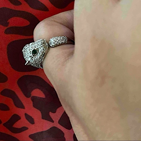 SILVER PANTHER ZIRCON RING - Picture 8 of 11